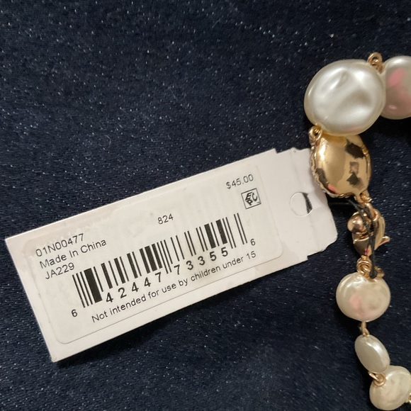 Anne Klein Gold Tone Pearl And Stone Bracelet - Picture 3 of 3